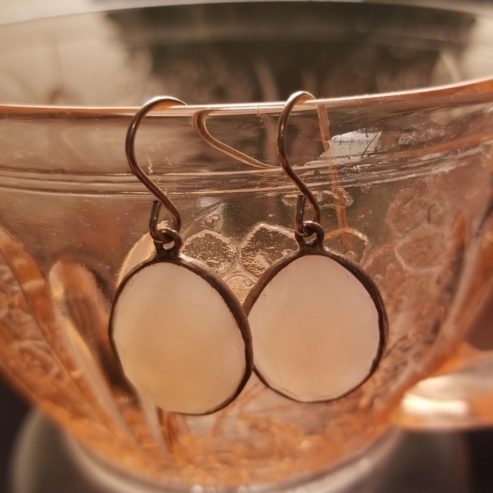 Pink Chalcedony + Vermeil Oval Drop Earrings